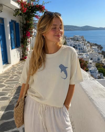 Whale Shark Shirt Christian Shirts for Women Faith Bible Verse Tee Top - color: Creamy Yellow-1, size: XX-Large
