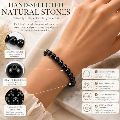 Cherry Tree Collection 100PCS 6mm Black Agate Round Bead Craft Kit - color: black agate, size: 6mm