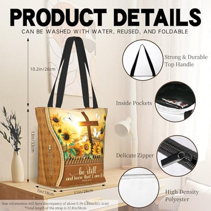 Bible Tote Bags For Women Religious Church Bag Christian Tote Bags Inspirational For Women Organizer Christian Gift - color: Bible Cross