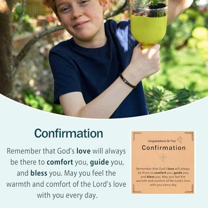 Confirmation First Communion Baptism Gifts for Boys, Cross Bracelet for Son GrandSon Nephew Brother Christian Religious Jewelry Gifts - style: Confirmation Bracelet