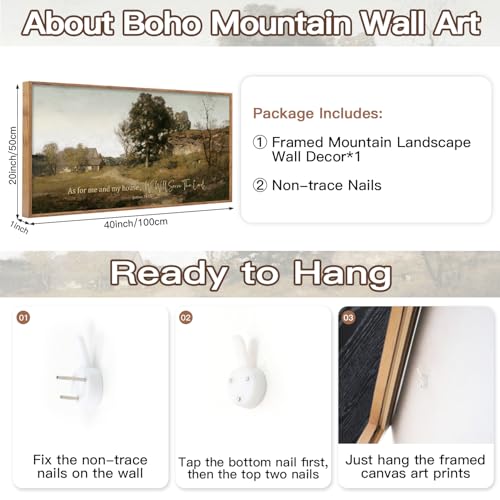 Aurlan As For Me And My House Joshua 24:15 Framed Wall Art 40x20 Inch - color: Joshua 24:15, size: 40"L x 20"W