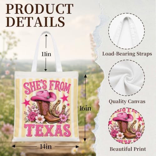 Western Cowgirl Canvas Tote Bag Cowgirl Gifts - color: Western Cowboy Theme 6