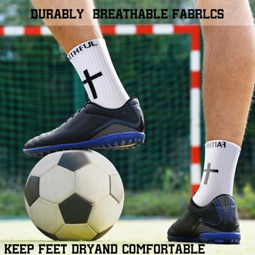 Glitopper 6 Pairs Cross Grip Soccer Socks US 6-13 christian - color: White, style: Classic