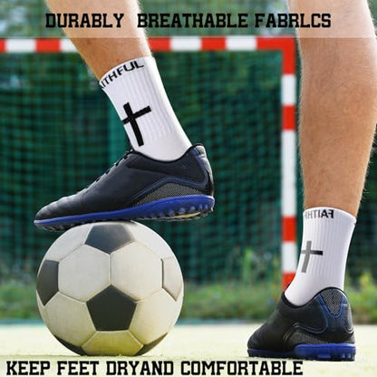 Glitopper 6 Pairs Cross Grip Soccer Socks US 6-13 christian - color: White, style: Classic