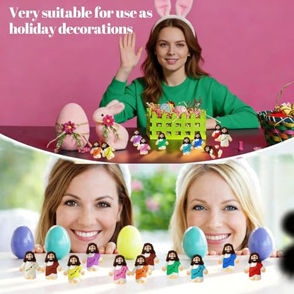 150 Pcs Easter Little Jesus Figures Mini Jesus Figurines Bulk to Hide and Seek Tiny Christ Savior Love You Religious Party Favors for Easter Egg Stuffers Sunday Religious Party Favor Baptism Gifts