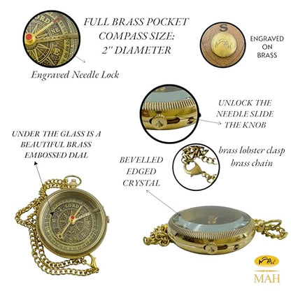 Handmade Religious Brass Compass Gift with Engraved & Embossed Faith Messages – Inspirational Christian Religious Gift Keepsake for Baptism, Confirmation, Christening, First Communion or Christmas - style: Trust in The Lord – Edition 3