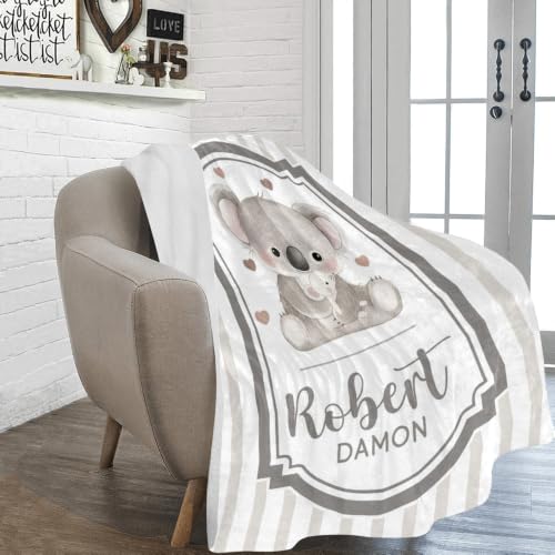 Personalized Baby Blanket with Name, Cute Koala Nursery Blanket - color: Baby Blanket #11