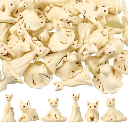 Soulchen 50 Pcs Halloween Mini Resin Figures Bulk Resin Ghost Cat Figures - style: Ghost Cat
