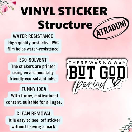 (3Pcs) There was No Way But God Period Stickers Inspirational Faith Quote Christian Motivational Religious Gifts Waterproof Vinyl Decals for Kindle Water Bottle Bumper Car Laptop Size 1.8" x 3" - color: There Was No Way But God Period