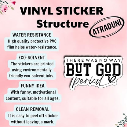 (3Pcs) There was No Way But God Period Stickers Inspirational Faith Quote Christian Motivational Religious Gifts Waterproof Vinyl Decals for Kindle Water Bottle Bumper Car Laptop Size 1.8" x 3" - color: There Was No Way But God Period
