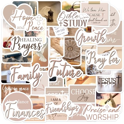 Christian Prayer Board Stickers, Bible Verse Decals for Women Vision Boards - color: Christian Prayer Brown