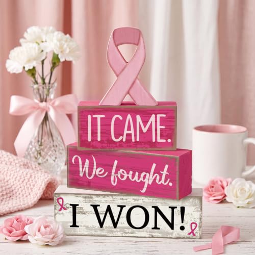 Lineshading 4 Pcs Breast Cancer Awareness Decor Pink Ribbon Table Decor - style: Breast Cancer