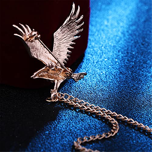 WCRAZYE Shiny Rhinestone Metal Feather Lapel Pin Angel Wings Tassel Chain Brooch Collar Pins for Women Girls Men's Animal Eagle Pin Suit Sweater Shawl Coat Breastpin Accessories - color: Gold Eagle Pin
