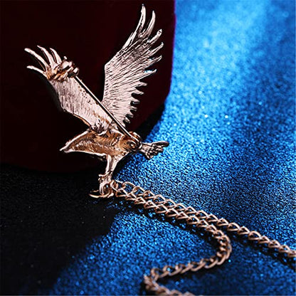 WCRAZYE Shiny Rhinestone Metal Feather Lapel Pin Angel Wings Tassel Chain Brooch Collar Pins for Women Girls Men's Animal Eagle Pin Suit Sweater Shawl Coat Breastpin Accessories - color: Gold Eagle Pin