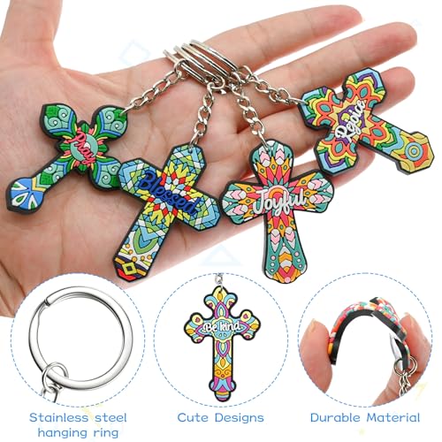 Cute Keychain Bulk,Cute Key Chain for Car Keys Purse Bag Rewards - color: Cross-20