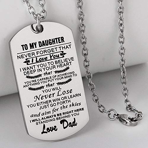 Christian Scripture Religious Dog Tag Necklace,Catholic Bible Verse Baptism Confirmation Sacrament Gifts - style: Never forget dad to son