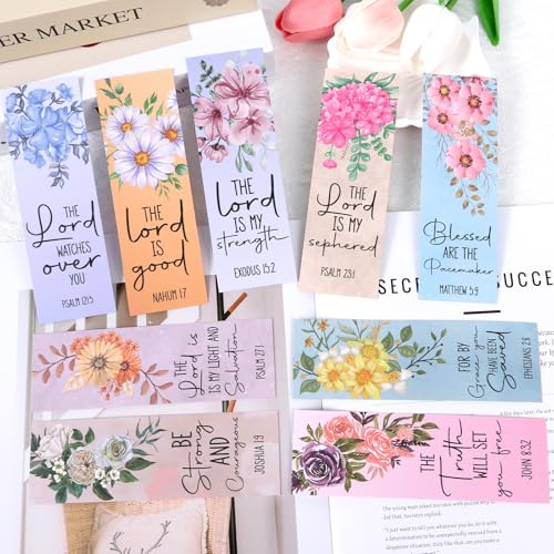 Bible Verse Bookmarks Gifts - 96 Pcs Inspirational Scripture Christian Bookmark Religious Motivational Flower Book Mark Page Clips Gift for Women Men Bible Study Church Readers Book Lovers - color: Bible Verse