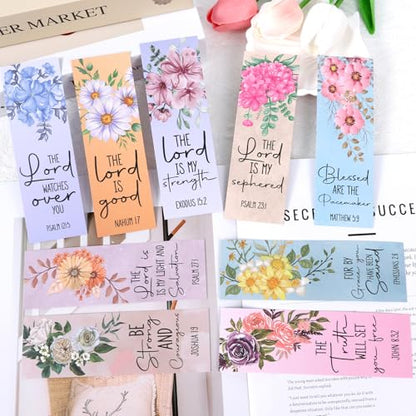 Bible Verse Bookmarks Gifts - 96 Pcs Inspirational Scripture Christian Bookmark Religious Motivational Flower Book Mark Page Clips Gift for Women Men Bible Study Church Readers Book Lovers - color: Bible Verse