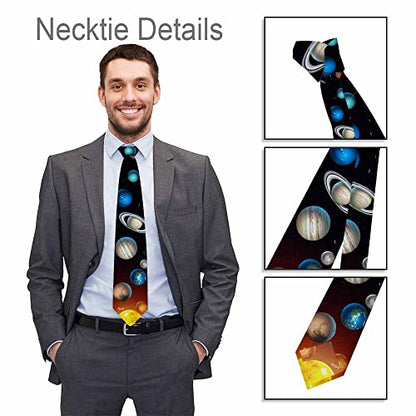 Love Red Heart Men's Tie Romantic Valentines Day Men's Necktie Ties for Mens Daily Wedding Party Business - color: Solar System