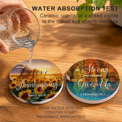 Bible Verse Car Coasters for Cup Holders 2 Pack Cup Holder Coasters - color: Scripture