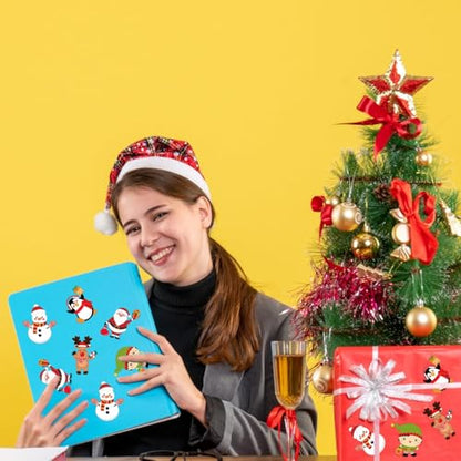 Haooryx Christmas DIY Sticker Roll, 300 Pcs Snowman Penguin Santa Claus - style: Christmas Character 1Roll