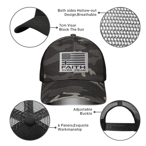 Christian Hats for Men Women, Faith Over Fear Hat - color: Coffee