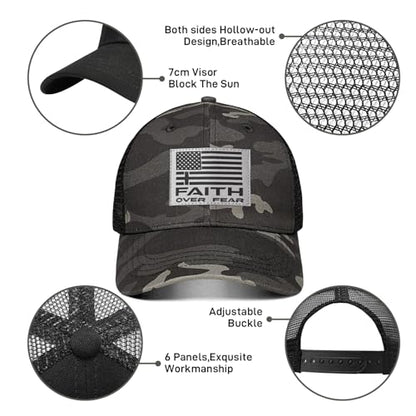 Christian Hats for Men Women, Faith Over Fear Hat - color: Coffee