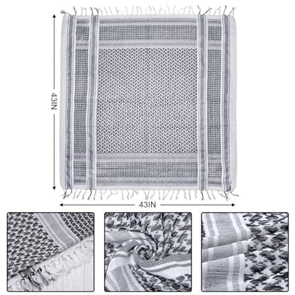 Aonal Military Shemagh Tactical Desert Scarf, Keffiyeh Scarf for Men - color: X-white & Black (2 Pcs)