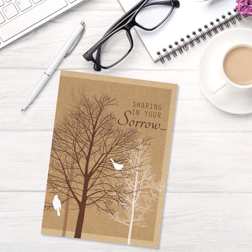 Current Kraft Sympathy Cards with Envelopes- Set of 8 Assortment (4 Designs), Large 5" x 7", Condolences Cards, Sentiments Inside, White Envelopes - color: Kraft