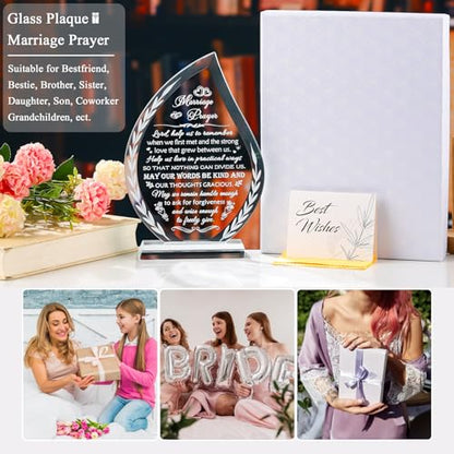 Wedding Gifts for Couples Newlyweds 2026 Unique Anniversary Marriage Prayer Christian Gift Glass Plaque, Bridal Shower Gifts for Bride, Mr and Mrs Engagement Decor