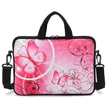RICHEN 10 inch Messenger Bag Carrying Case Sleeve with Handle Accessory Pocket Fits 7 to 10-Inch Laptops/Notebook/Kids tablet (7-10.2 inch, Pink Butterfly) - color: Pink Butterfly, size: 7-10.2 inch