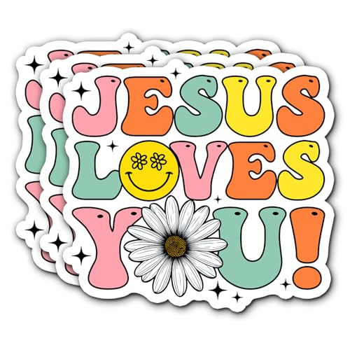 Jesus Stickers 3Pcs God Decals Vinyl Waterproof Journaling Aesthetic Christian Faith Jesus Stickers for Water Bottles, Phone Laptop (Jesus Loves You) - color: Jesus Loves You