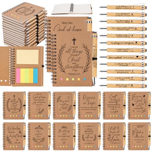 Sprial Notebooks with Pens Bulk, 48 Pack, 5.5 x 4.7 Inch Christian - color: Christ