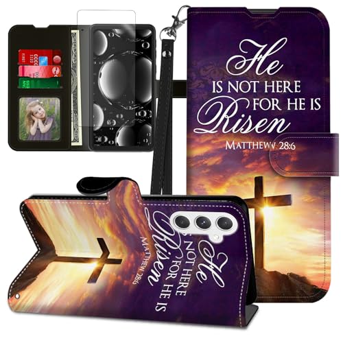 for Samsung Galaxy S25 Plus Case with Screen Protector & Kickstand & Card Holder & Wrist Strap,Flip Folio Leather Wallet Magnetic Protective Case for Samsung S25 Plus,Jesus Bible Cross - color: Jesus Bible Cross, size: for Samsung Galaxy S25 Plus