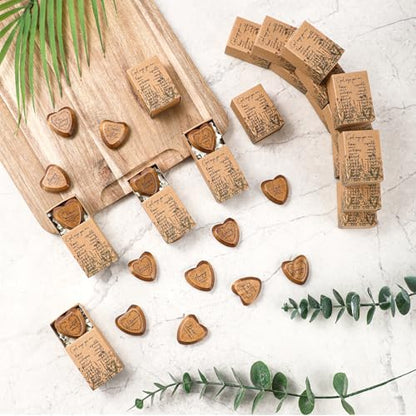 Yalikop 24 Sets Christian Gift Bulk Wooden Scripture Hearts, Brown - color: Brown