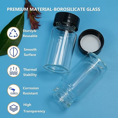 PEKYBIO 100 PCS 20ML Clear Small Liquid Sample Glass Vials with Screw Caps - size: 20 ml (100 pieces)