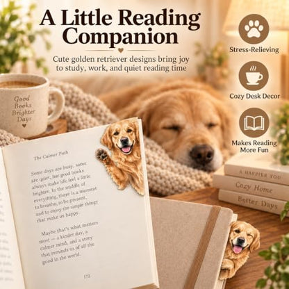 Golden Retriever Gifts for Women - Golden Retriever Magnetic Bookmarks 8PCS, Cute Dog Page Markers with Peek Design, Gifts for Dog Lovers Women, Book Accessories for Readers & Planners - style: Golden Retriever Gifts for Women