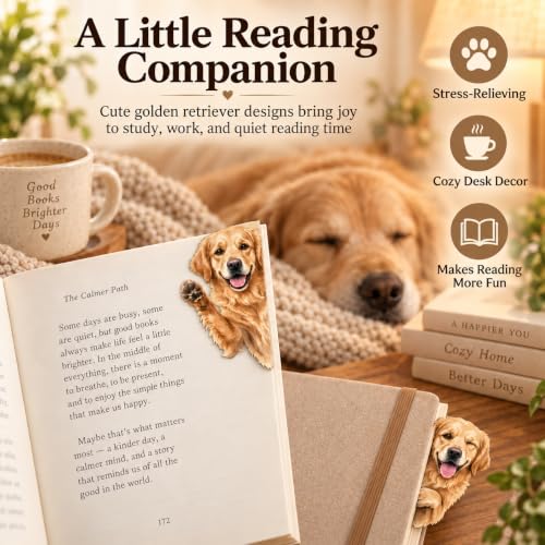 Golden Retriever Gifts for Women - Golden Retriever Magnetic Bookmarks 8PCS, Cute Dog Page Markers with Peek Design, Gifts for Dog Lovers Women, Book Accessories for Readers & Planners - style: Golden Retriever Gifts for Women