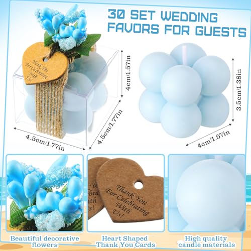 MTLEE 30 Sets Mini Bubble Candles Party Favors DIY Gift Set,Blue - color: Blue