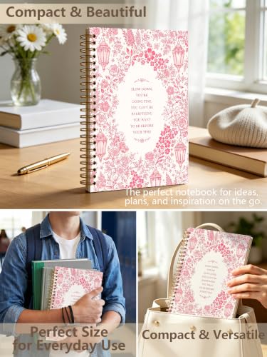 Coquette Pink Flower Lantern Notebook Gift for School Study 5.5x8.3 - color: Pink Flower Lantern
