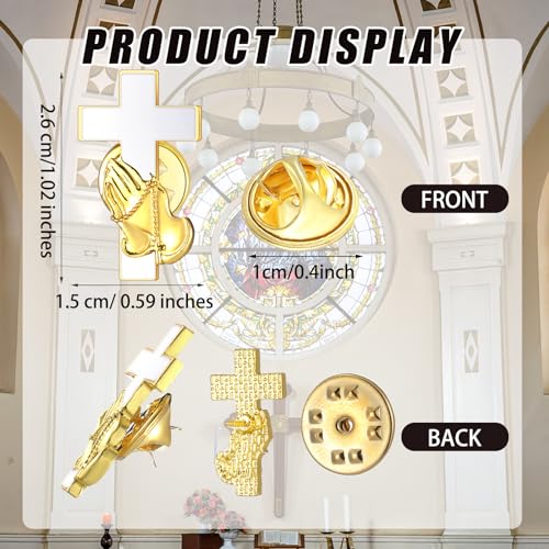 Weddingcrowye 8/50/100/200 Pcs Small Cross Praying Hand Lapel Pins