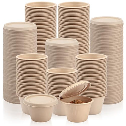 Vmiapxo 100-Pack 4 oz Disposable Paper Cups with Lids, Brown - color: Brown