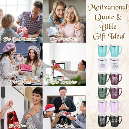 12 Pcs Christian Coffee Mugs 12 oz Bible Verse Tumbler,Multicolor - color: Multicolor