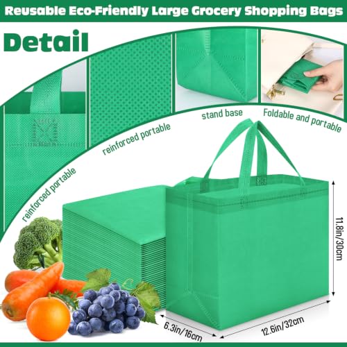 Windyun Reusable Grocery Bags Non Woven with Handles - color: Red Green