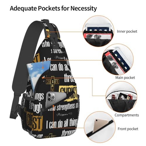 Jesus Christian Cross Sling Backpack Shoulder Chest Bag For Men Women Hiking Travel Crossbody Daypack - color: Jesus Christian Cross-0001