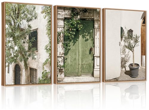 CHDITB Vintage Italy City Wall Art, Nature Botanical Olive Green Decor - color: Italy, size: 24"L x 36"W