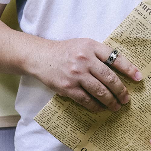 COLORFUL BLING Titanium Stainless Steel Cross Anxiety Spinner Ring Rotating Fidget Ring Stress Relieving Wedding for Him Her Couple Promise Lover Jewelry - color: Silver B