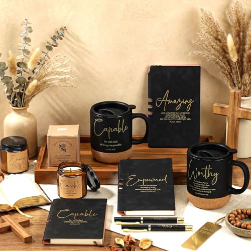 FillTouch 6 Set Christian Gift for Men 15 oz Coffee Mug Journal Pen Candle - color: Black