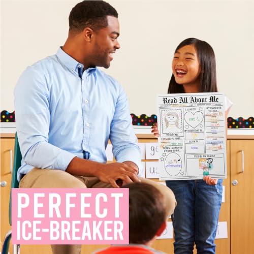 20 All About Me Posters Elementary Classroom Decor, Star Student Poster - color: Newspaper Black & White