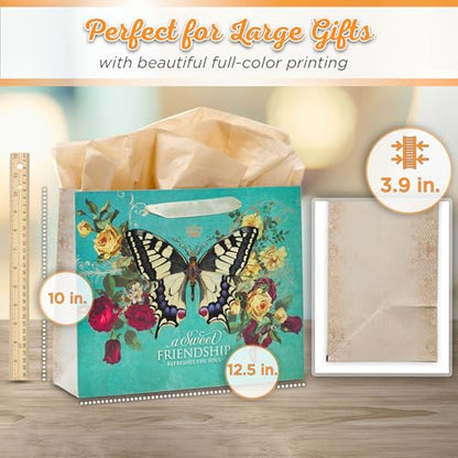Christian Art Gifts Large Gift Bag with Card & Tissue Paper, Proverbs 27:9 - color: Friendship/Teal, style: Large Landscape